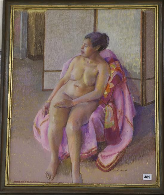 Dorothy King, pastel, Seated female nude, signed and dated 78, 68 x 55cm